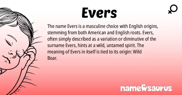 Infographic about Evers name meaning, Evers is a name from English (American), English origin(s).