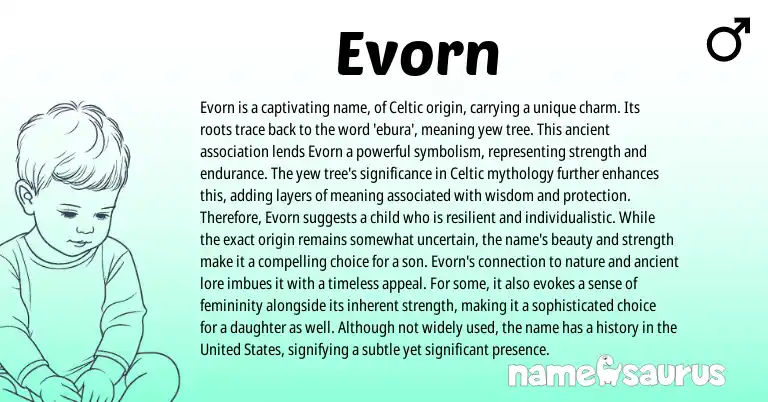 Infographic about Evorn name meaning, Evorn is a name from Celtic origin(s).