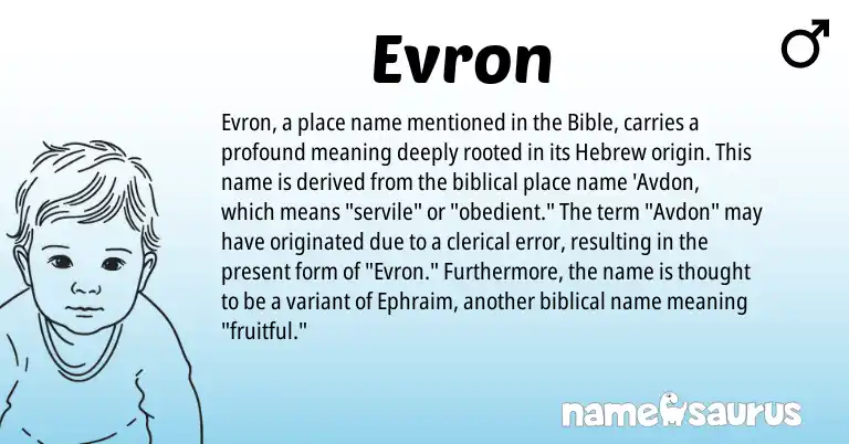 Infographic about Evron name meaning, Evron is a name from Hebrew origin(s).