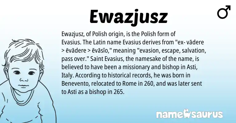 Infographic about Ewazjusz name meaning, Ewazjusz is a name from Polish, Latin origin(s).