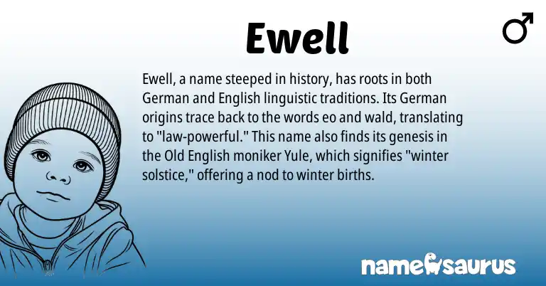 Infographic about Ewell name meaning, Ewell is a name from German, English, Old English origin(s).
