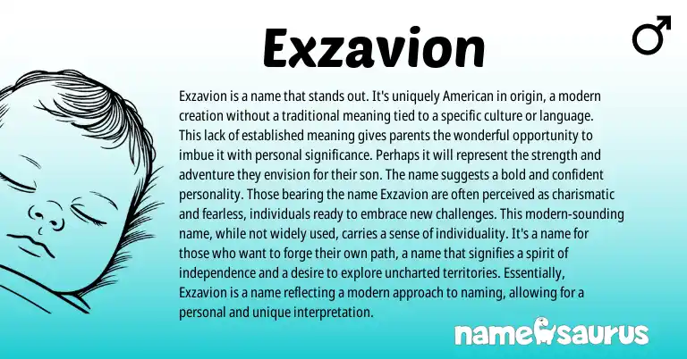 Infographic about Exzavion name meaning, Exzavion is a name from Other origin(s).