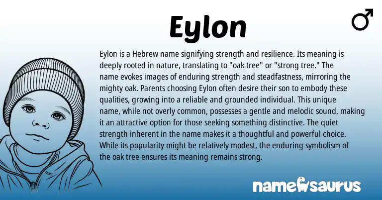 Infographic about Eylon name meaning, Eylon is a name from Hebrew origin(s).