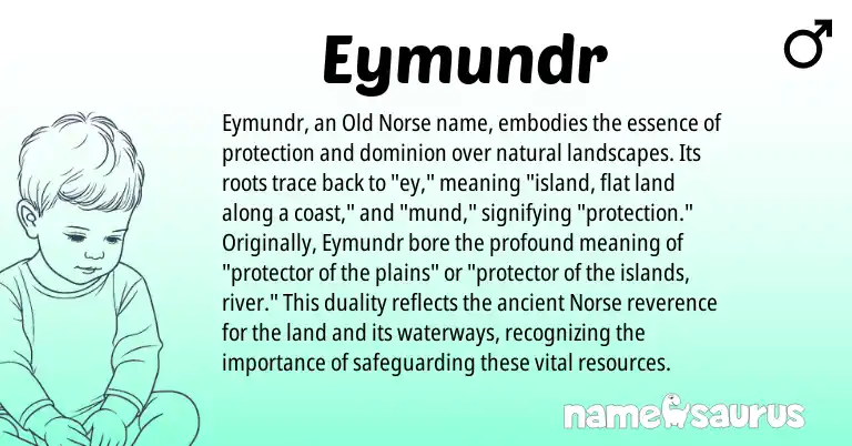 Infographic about Eymundr name meaning, Eymundr is a name from Old Norse, Norse origin(s).