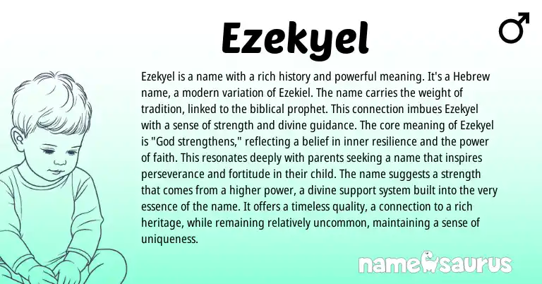 Infographic about Ezekyel name meaning, Ezekyel is a name from Hebrew origin(s).