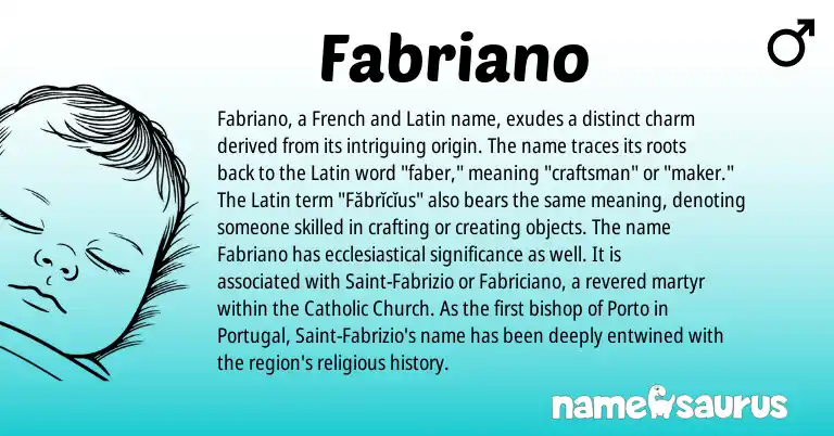 Infographic about Fabriano name meaning, Fabriano is a name from French, Latin, Portugal origin(s).