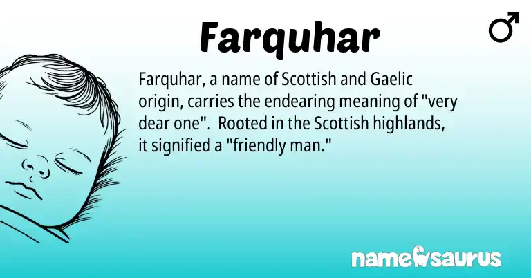 Infographic about Farquhar name meaning, Farquhar is a name from Gaelic, Scottish origin(s).