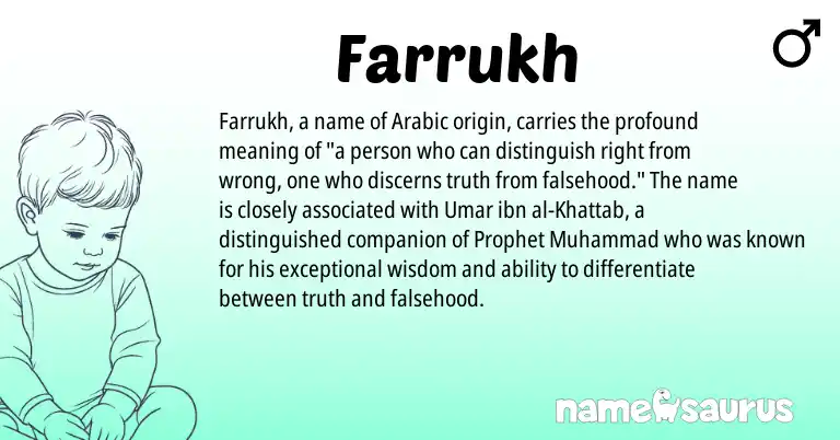 Infographic about Farrukh name meaning, Farrukh is a name from Arabic origin(s).