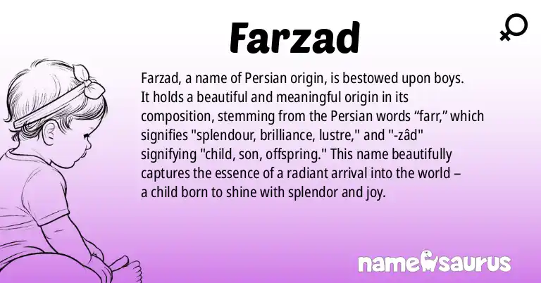 Infographic about Farzad name meaning, Farzad is a name from Persian origin(s).