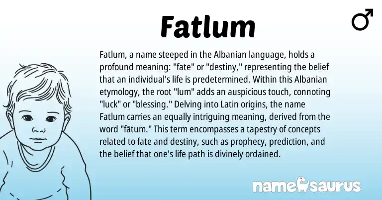Infographic about Fatlum name meaning, Fatlum is a name from Albanian, Latin origin(s).
