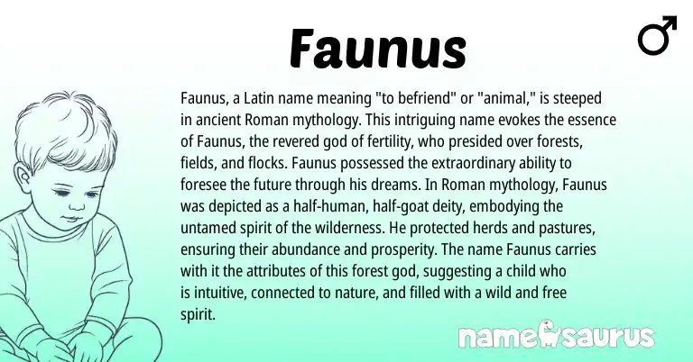 Infographic about Faunus name meaning, Faunus is a name from Roman, Latin origin(s).