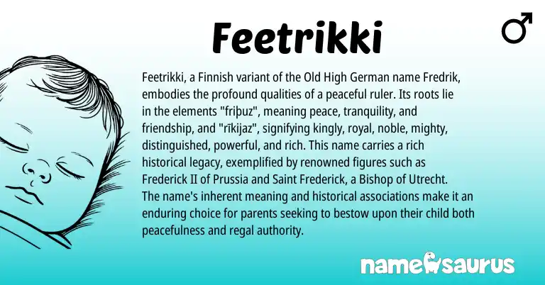 Infographic about Feetrikki name meaning, Feetrikki is a name from Old High German, Finnish origin(s).
