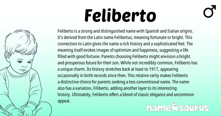 Infographic about Feliberto name meaning, Feliberto is a name from Latin, Italian, Spanish origin(s).
