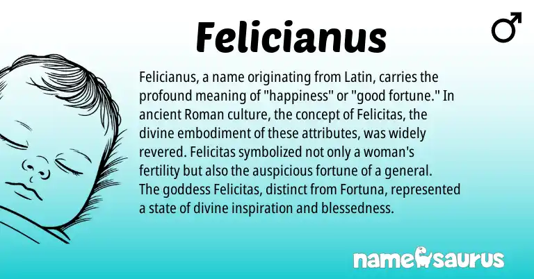 Infographic about Felicianus name meaning, Felicianus is a name from Roman, Latin origin(s).