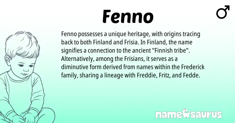 Infographic about Fenno name meaning, Fenno is a name from Finnish origin(s).