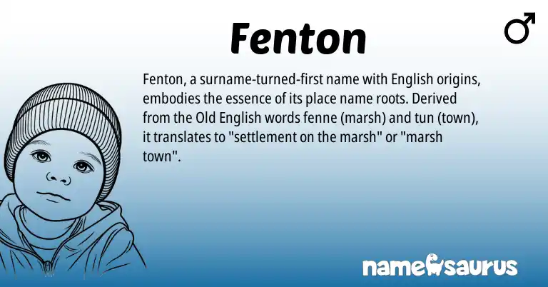 Infographic about Fenton name meaning, Fenton is a name from Old English, English origin(s).