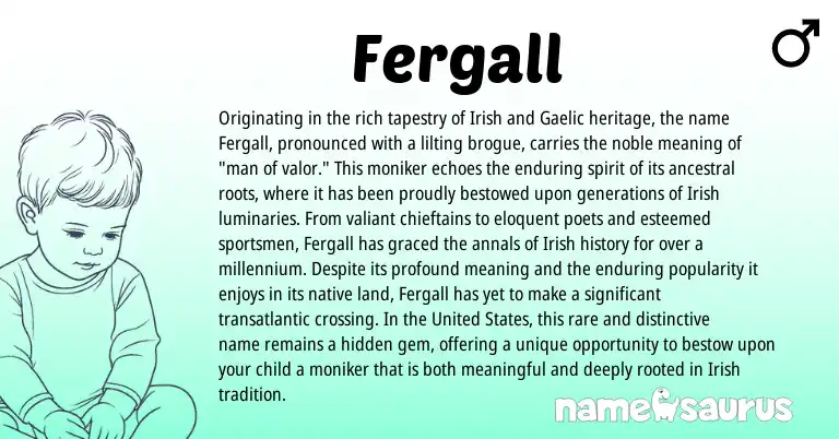 Infographic about Fergall name meaning, Fergall is a name from Irish, Gaelic, United States origin(s).
