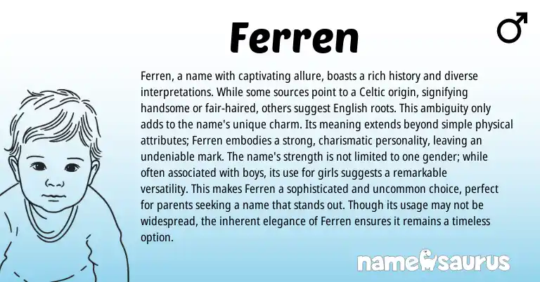 Infographic about Ferren name meaning, Ferren is a name from Celtic origin(s).