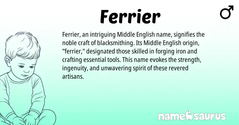 Infographic about Ferrier name meaning, Ferrier is a name from Middle English origin(s).