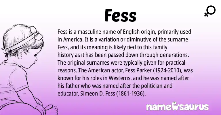 Infographic about Fess name meaning, Fess is a name from English (American) origin(s).