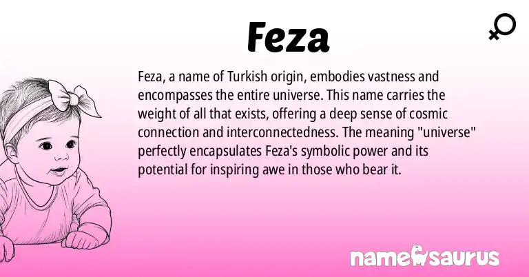 Infographic about Feza name meaning, Feza is a name from Turkish origin(s).