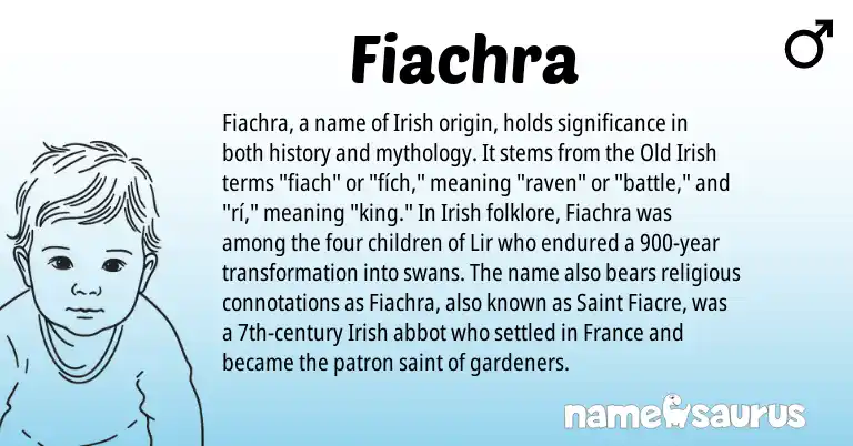 Infographic about Fiachra name meaning, Fiachra is a name from Irish, Old Irish origin(s).