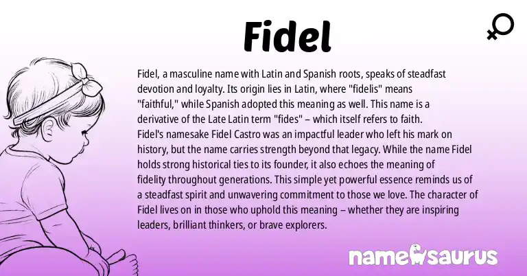 Infographic about Fidel name meaning, Fidel is a name from Latin, Spanish origin(s).