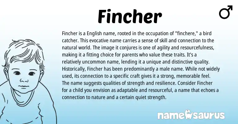 Infographic about Fincher name meaning, Fincher is a name from English origin(s).