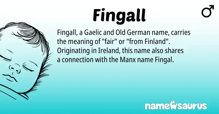 Infographic about Fingall name meaning, Fingall is a name from Old German, Gaelic, Manx, Ireland origin(s).