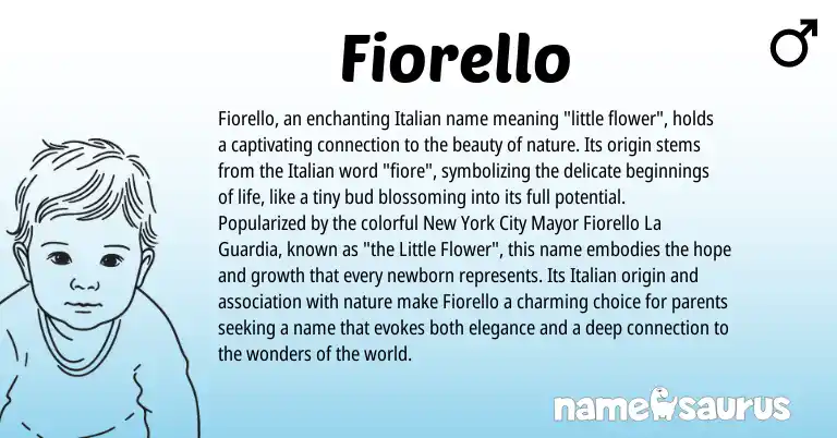 Infographic about Fiorello name meaning, Fiorello is a name from Italian origin(s).