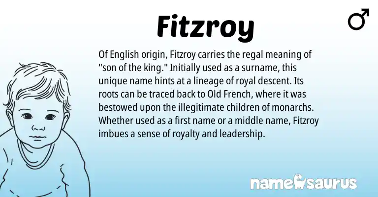 Infographic about Fitzroy name meaning, Fitzroy is a name from English, Old French origin(s).