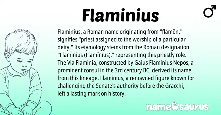 Infographic about Flaminius name meaning, Flaminius is a name from Roman origin(s).