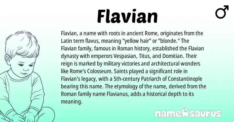 Infographic about Flavian name meaning, Flavian is a name from Roman, Latin origin(s).