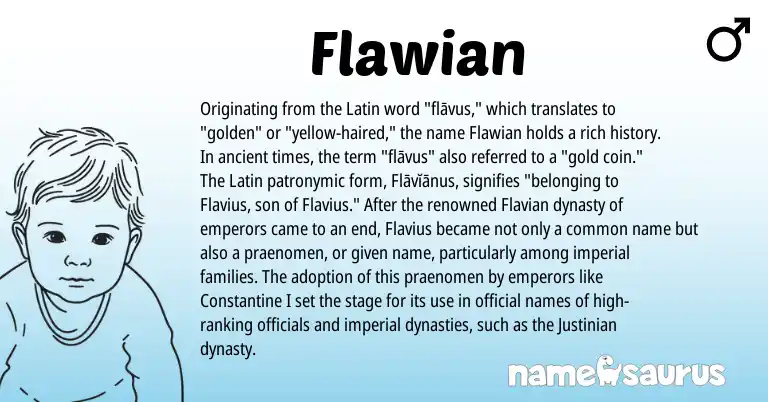 Infographic about Flawian name meaning, Flawian is a name from Latin origin(s).