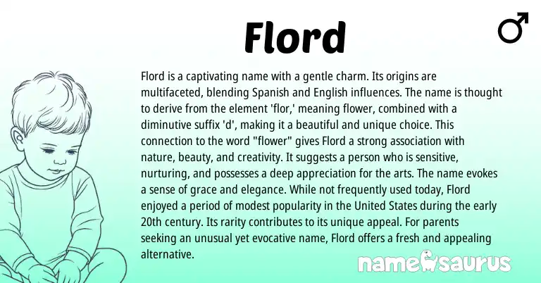 Infographic about Flord name meaning, Flord is a name from Spanish origin(s).