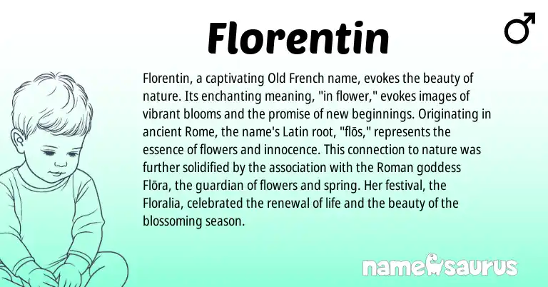 Infographic about Florentin name meaning, Florentin is a name from Roman, Latin, Old French origin(s).