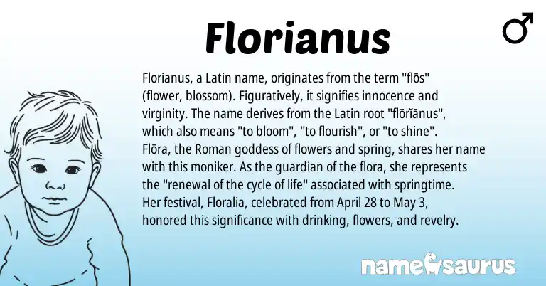 Infographic about Florianus name meaning, Florianus is a name from Roman, Latin origin(s).