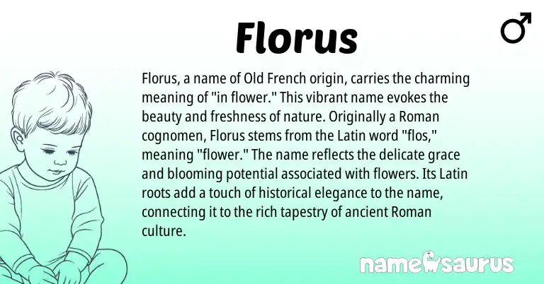 Infographic about Florus name meaning, Florus is a name from Roman, Latin, Old French origin(s).
