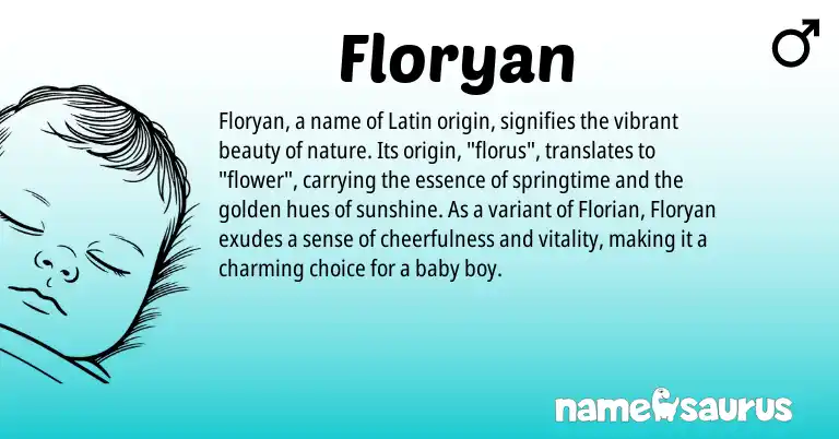Infographic about Floryan name meaning, Floryan is a name from Latin origin(s).