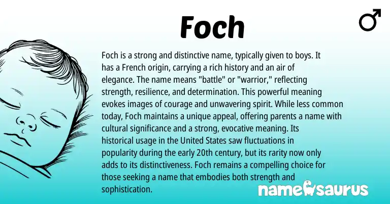 Infographic about Foch name meaning, Foch is a name from French origin(s).