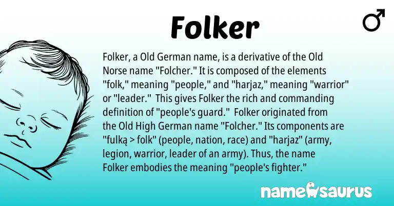 Infographic about Folker name meaning, Folker is a name from Old German, Old Norse, Old High German origin(s).