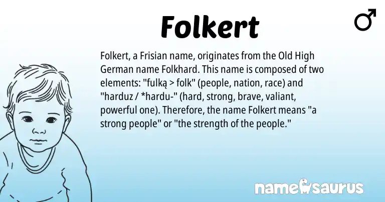 Infographic about Folkert name meaning, Folkert is a name from Frisian, Old High German origin(s).