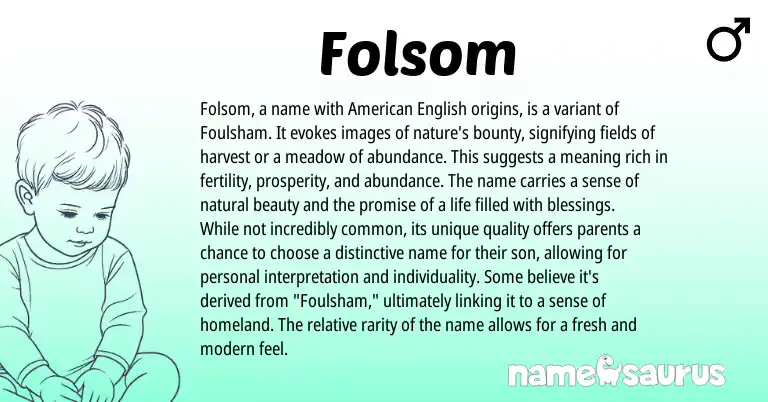Infographic about Folsom name meaning, Folsom is a name from English origin(s).