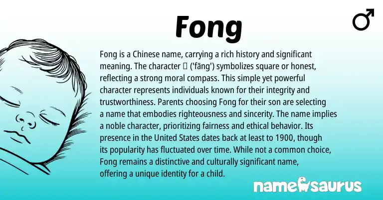 Infographic about Fong name meaning, Fong is a name from Chinese origin(s).