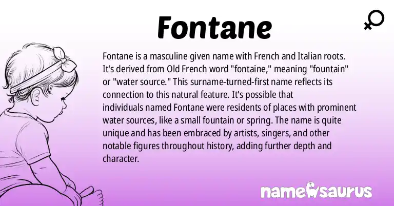 Infographic about Fontane name meaning, Fontane is a name from French, Italian origin(s).