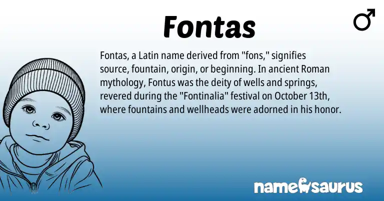 Infographic about Fontas name meaning, Fontas is a name from Roman, Latin origin(s).