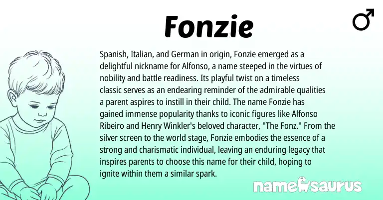 Infographic about Fonzie name meaning, Fonzie is a name from Spanish, German, Italian origin(s).