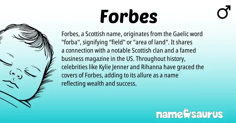 Infographic about Forbes name meaning, Forbes is a name from Gaelic, Scottish origin(s).