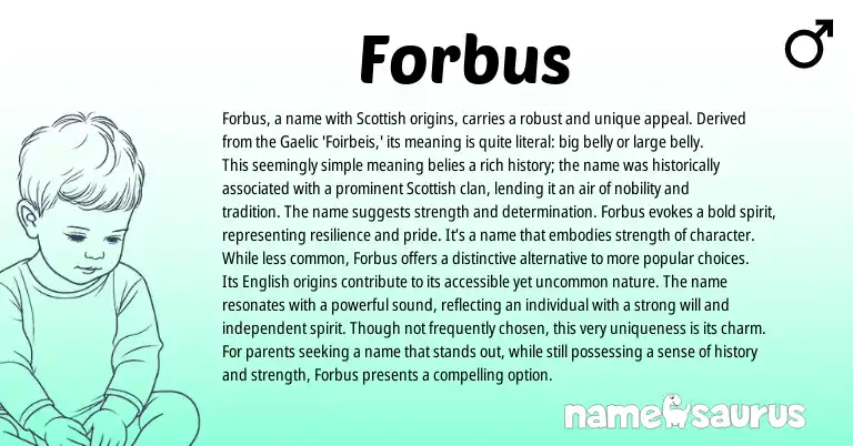 Infographic about Forbus name meaning, Forbus is a name from Scottish, Gaelic origin(s).
