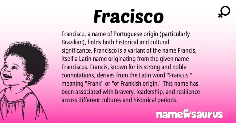 Infographic about Fracisco name meaning, Fracisco is a name from Portuguese (Brazilian) origin(s).
